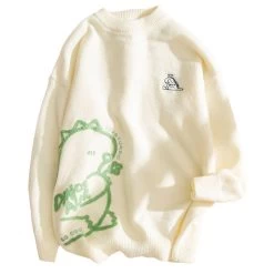 Japanese Lazy Style Cartoon Dinosaur Print Sweater -Kawaii Fashion Shop O1CN013o77kl1Gs6v5FCQPC 47630677