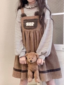 Kawaii Vintage Bear Corduroy Dress -Kawaii Fashion Shop O1CN014LhTh61HK307WDiEw 2207403200738