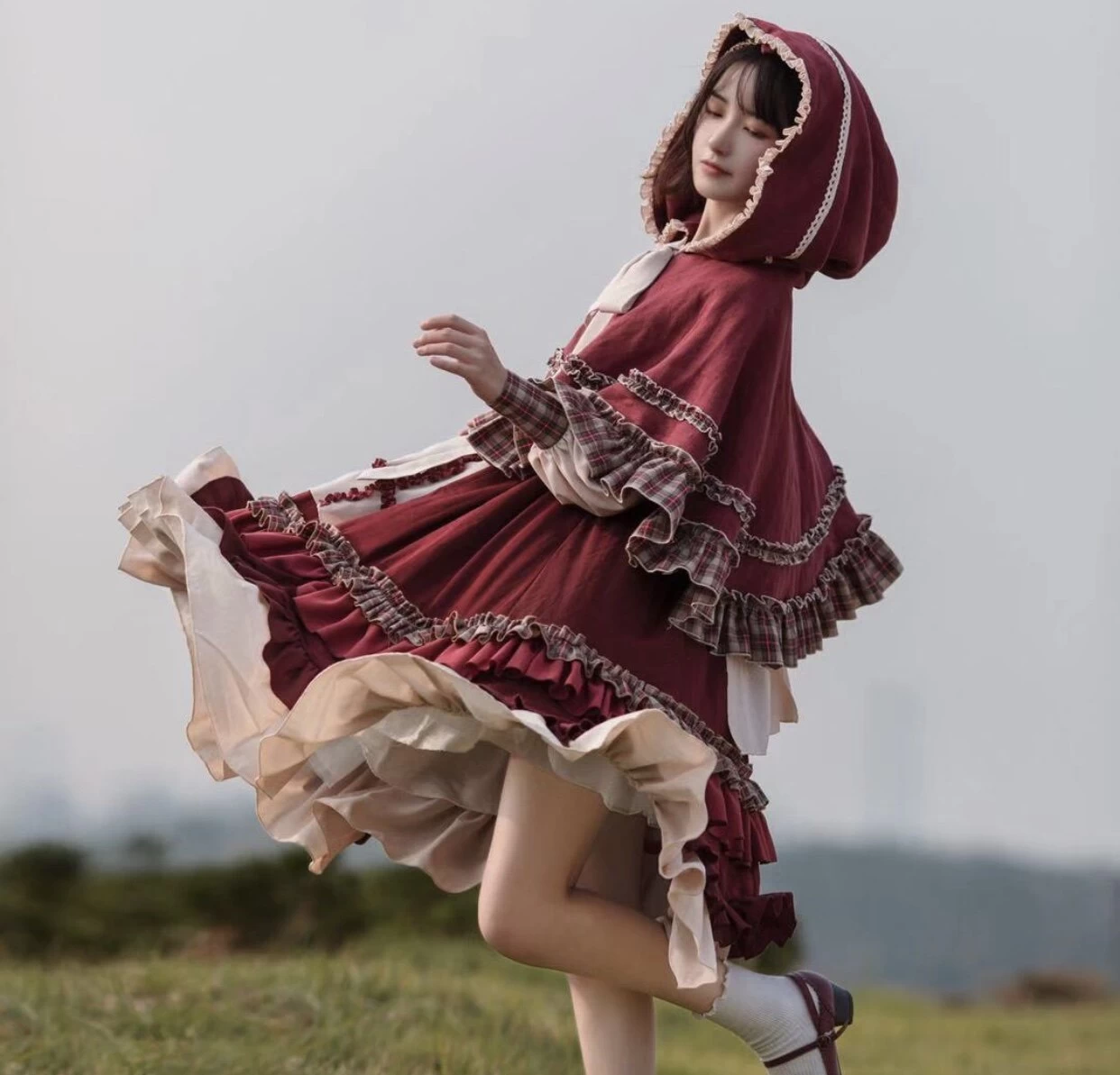 Pastoral Style Little Red Riding Hood Lolita Dress Suit 6 Pastoral Style Little Red Riding Hood Lolita Dress Suit - Image 4