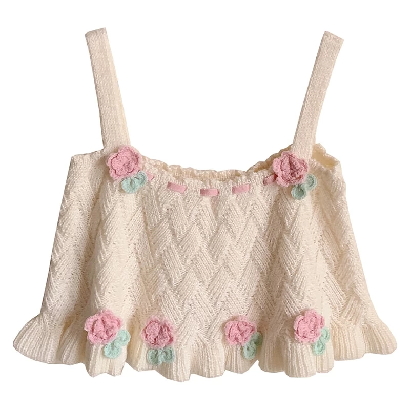 Japanese Sweet Knit Tulip Fairy Crop Top 7 Japanese Sweet Knit Tulip Fairy Crop Top - Image 5