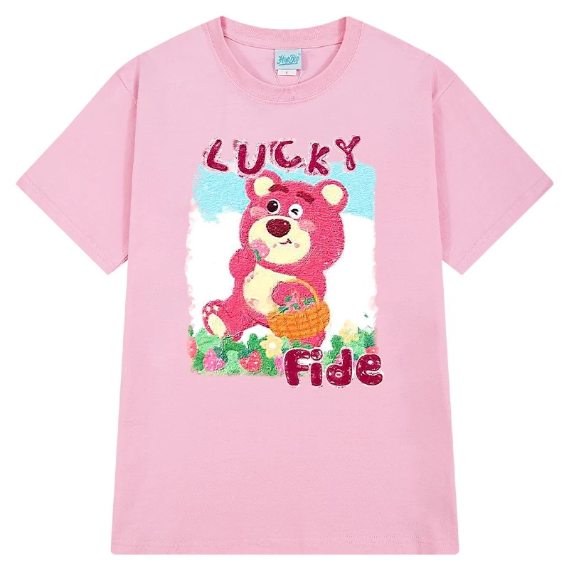 SoftGril Style Pink Cartoon Bear Oversized T-Shirt 5 SoftGril Style Pink Cartoon Bear Oversized T-Shirt - Image 3