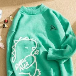 Japanese Lazy Style Cartoon Dinosaur Print Sweater -Kawaii Fashion Shop O1CN01DFk1mX1Gs6uMcqd25 47630677