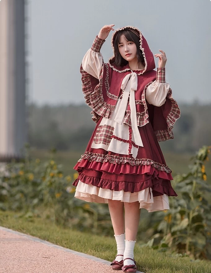 Pastoral Style Little Red Riding Hood Lolita Dress Suit 9 Pastoral Style Little Red Riding Hood Lolita Dress Suit - Image 7