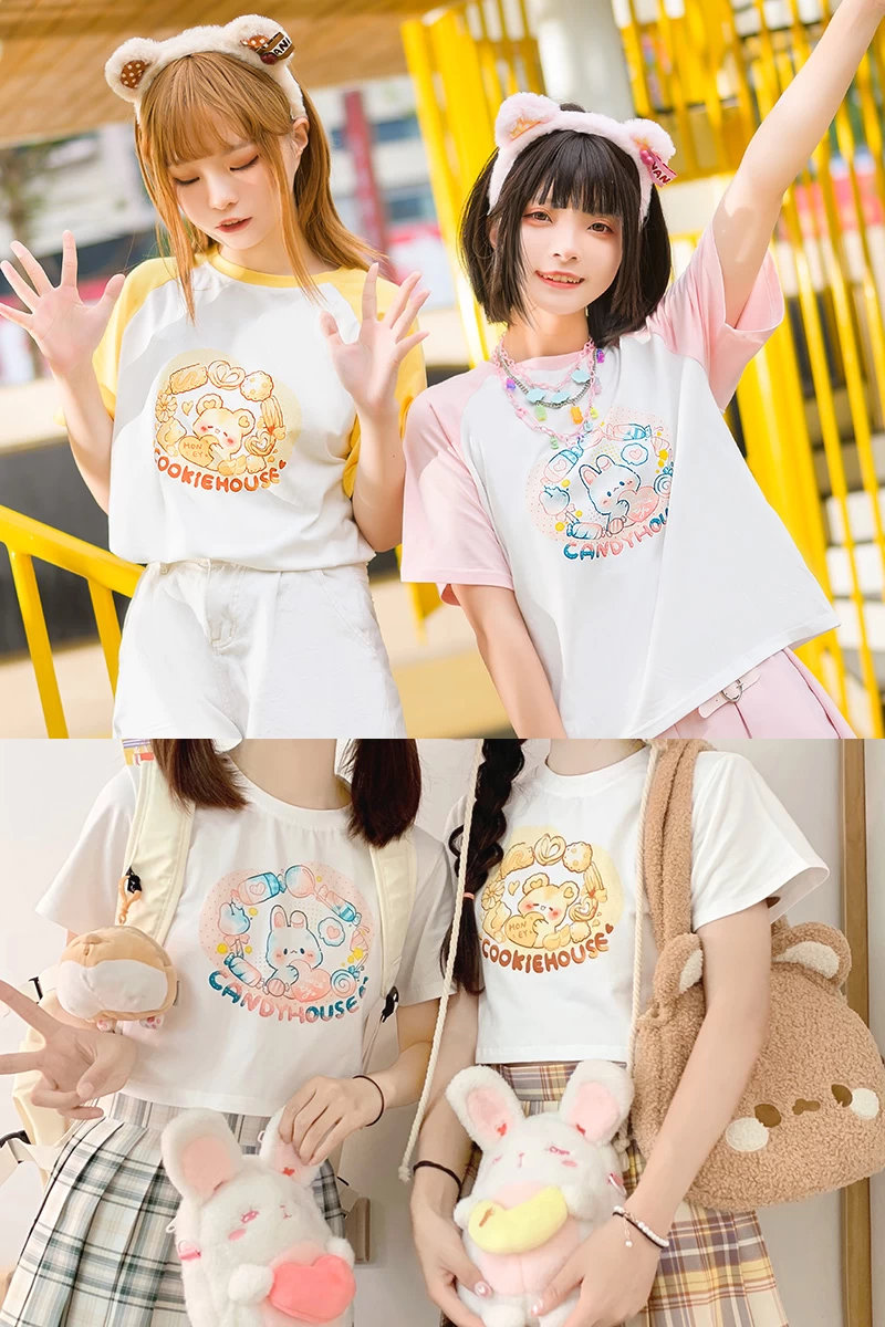 Kawaii Soft Girl Style Japanese Cartoon Print T-shirt 8 Kawaii Soft Girl Style Japanese Cartoon Print T-shirt - Image 6