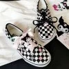 Kawaii Kuromi Black And White Checkerboard Canvas Shoes