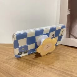 Blue Checkerboard Flower IPhone Case -Kawaii Fashion Shop O1CN01FvjDNk2L5AlyudZlq 2058089640