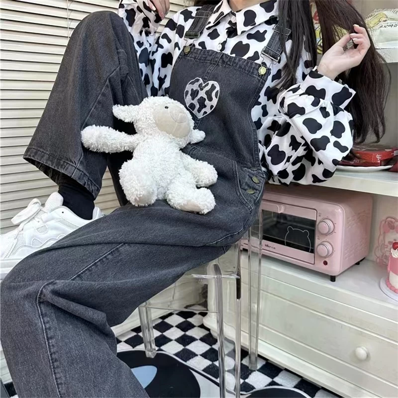 Kawaii Girls Black Love Denim Overalls 6 Kawaii Girls Black Love Denim Overalls - Image 4
