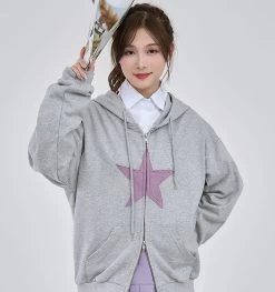 Fashion Star Design Grey Hoodie -Kawaii Fashion Shop O1CN01Ioe8Ae23pk2uPxzAz 3191337305