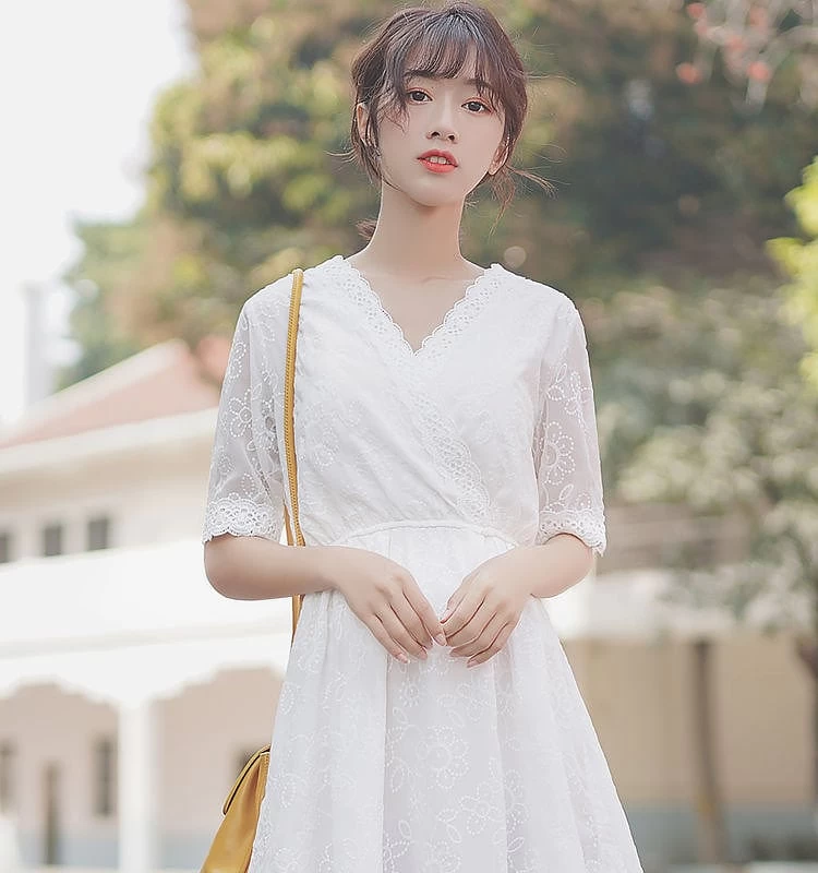 Summer Girl V-neck Lace Fairy Dress 5 Summer Girl V-neck Lace Fairy Dress - Image 3