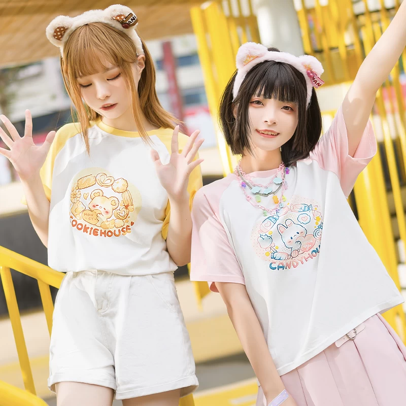 Kawaii Soft Girl Style Japanese Cartoon Print T-shirt 3 Kawaii Soft Girl Style Japanese Cartoon Print T-shirt
