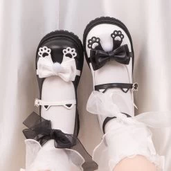 Kawaii Cat Claw Bow Platform Lolita Shoes
