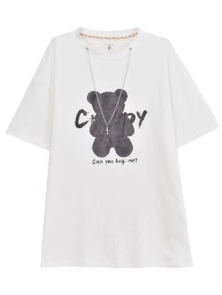 Summer Cartoon Bear Print Mid-length T-shirt 14 Summer Cartoon Bear Print Mid-length T-shirt -Kawaii Fashion Shop O1CN01UQpLKm2Bx57zX4CK5 134348404