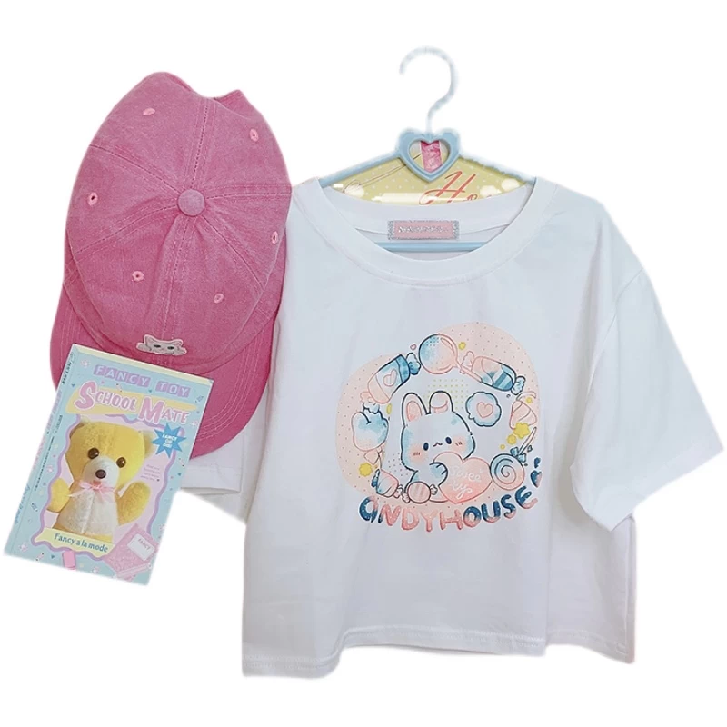 Kawaii Soft Girl Style Japanese Cartoon Print T-shirt 7 Kawaii Soft Girl Style Japanese Cartoon Print T-shirt - Image 5