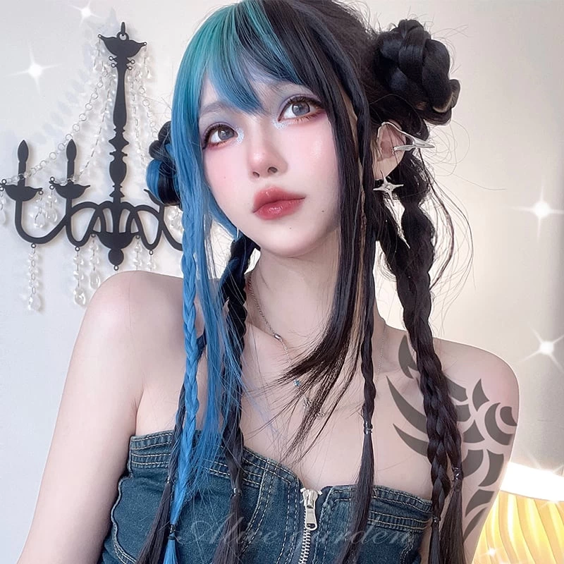 Japanese Y2k Gradient Blue Lolita Wig 6 Japanese Y2k Gradient Blue Lolita Wig - Image 4