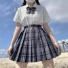 Black Plaid JK Pleated Skirt -Kawaii Fashion Shop O1CN01Vw9ZJ81GRXrJmO6NB 2201219830619 4