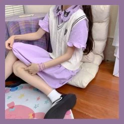 Kawaii Kuromi Sweet V-neck Knitted Vest -Kawaii Fashion Shop O1CN01W6blIV21uf3dPYlK4 1065377045