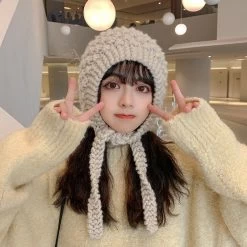 Kawaii Hand-knitted Long Lace Soft Girl Knitted Hat -Kawaii Fashion Shop O1CN01WuicJH1Clv2e1aESQ 2212817950122