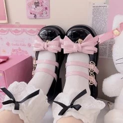 Kawaii Black Round Toe Bow Mary Jane Lolita Shoes