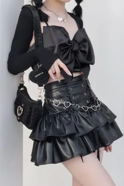 PU Leather High Waist Tiered Skirt 14 PU Leather High Waist Tiered Skirt -Kawaii Fashion Shop O1CN01ZFisD61ppN9Cr4RX2 0 item pic