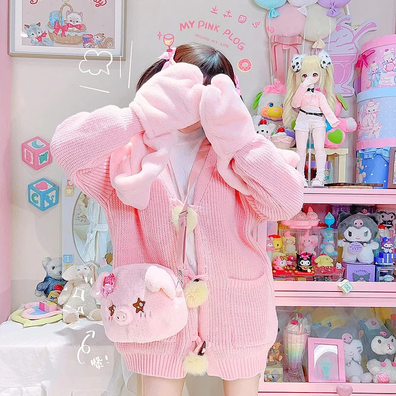 Kawaii Cute Pink Piggy Plush Hat 5 Kawaii Cute Pink Piggy Plush Hat - Image 3