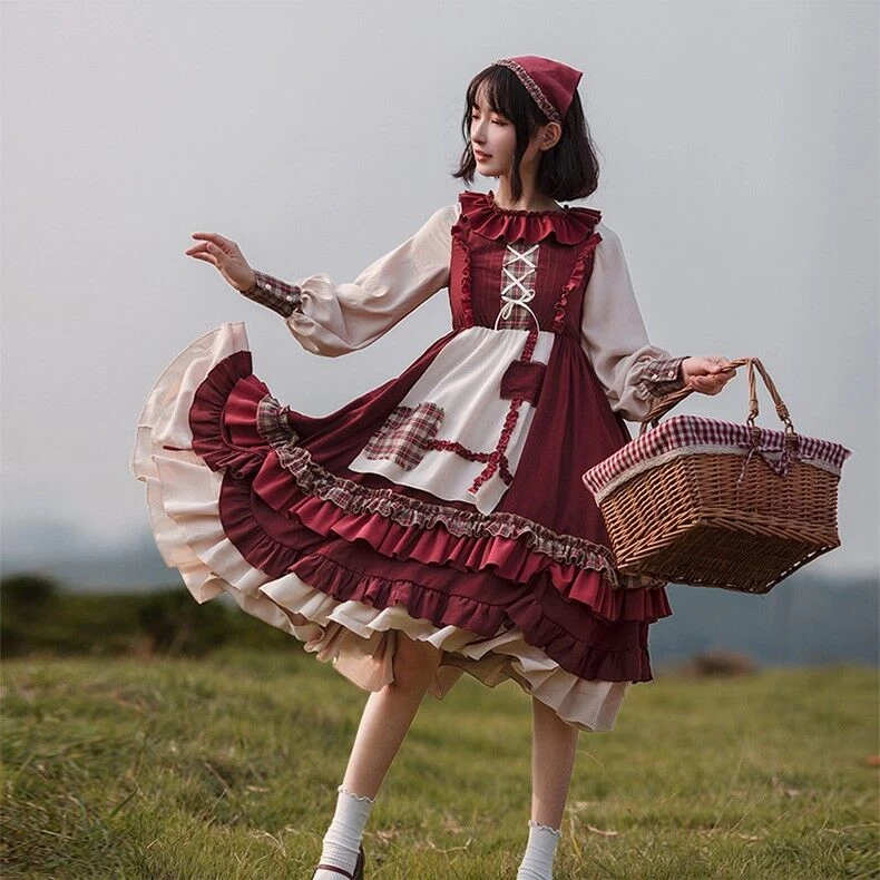 Pastoral Style Little Red Riding Hood Lolita Dress Suit 7 Pastoral Style Little Red Riding Hood Lolita Dress Suit - Image 5