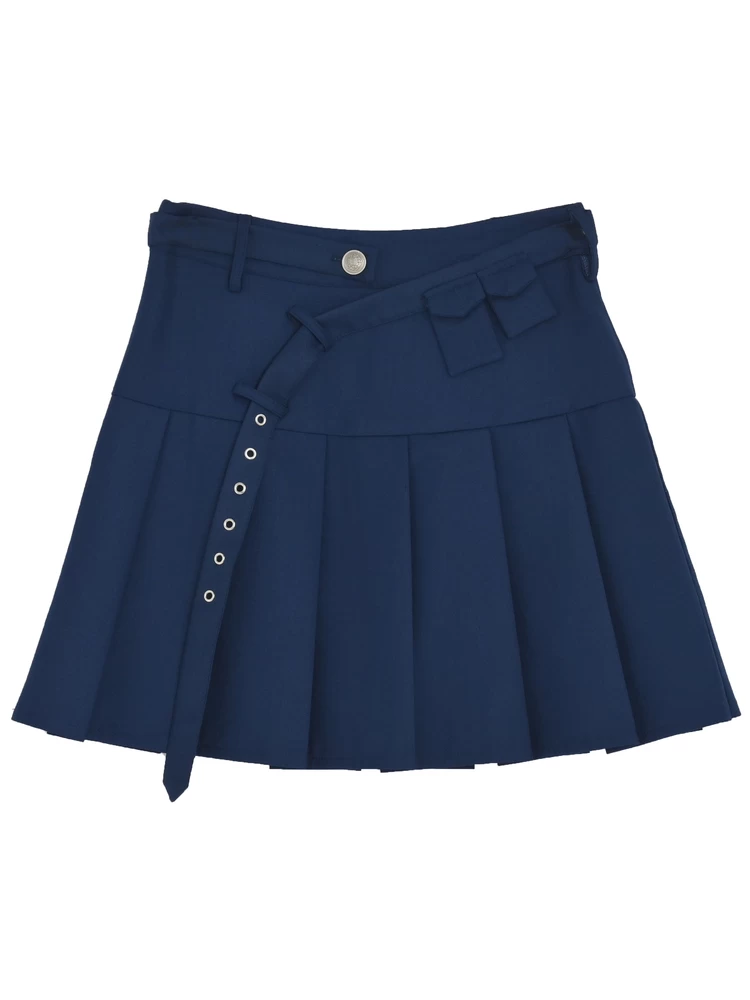 Blue All-match High Waist A-line Skirt 4 Blue All-match High Waist A-line Skirt - Image 2