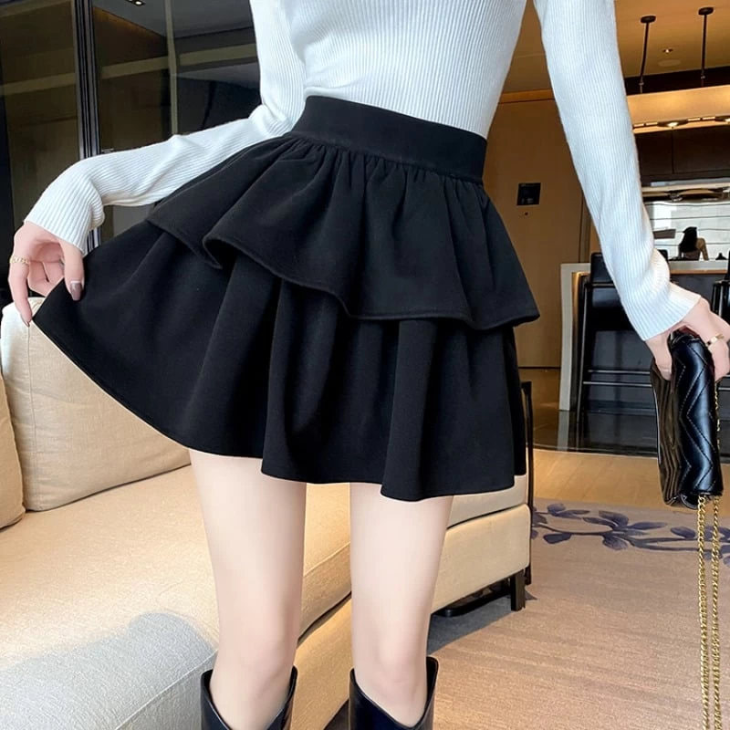 Aesthetic Black Rose Layered Mini Skirt 3 Aesthetic Black Rose Layered Mini Skirt