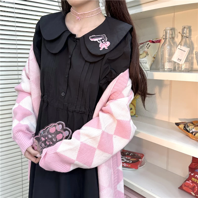 Sweet Preppy Embroidered Black Dress 7 Sweet Preppy Embroidered Black Dress - Image 5