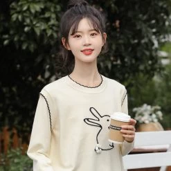 Fashion Fake Two-Piece Cartoon Rabbit Embroidered Sweater 9 Fashion Fake Two-Piece Cartoon Rabbit Embroidered Sweater -Kawaii Fashion Shop O1CN01j0zTyz23pk2ypLyvf 3191337305