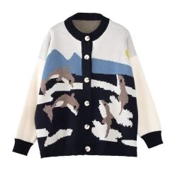Kawaii Cute Dolphin Pattern Cardigan Sweater -Kawaii Fashion Shop O1CN01k0NJNR2N3015IyiYr 821869906
