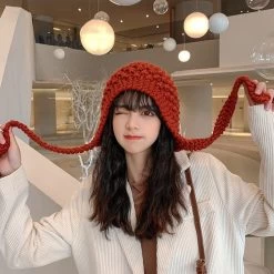 Kawaii Hand-knitted Long Lace Soft Girl Knitted Hat -Kawaii Fashion Shop O1CN01lWrxyU1Clv2YNIdgN 2212817950122
