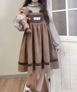 Kawaii Vintage Bear Corduroy Dress -Kawaii Fashion Shop O1CN01oyyjFZ1HK30D7Lsnw 2207403200738
