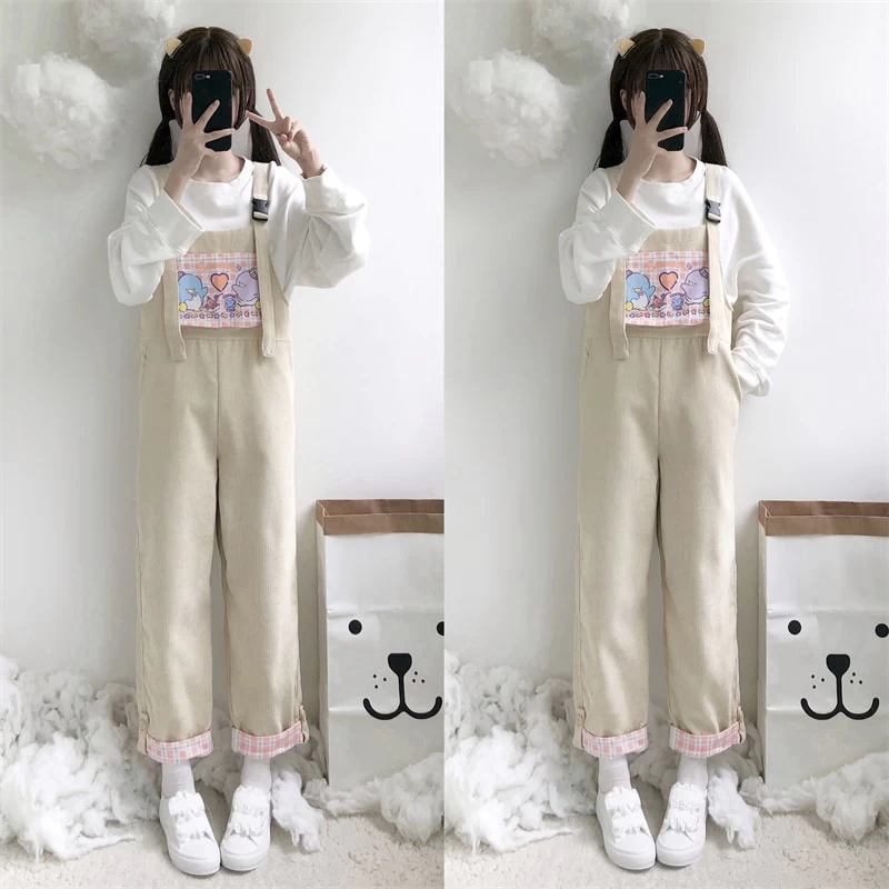 Kawaii Japanese Soft Girl Corduroy Overalls 6 Kawaii Japanese Soft Girl Corduroy Overalls - Image 4