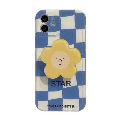 Blue Checkerboard Flower IPhone Case -Kawaii Fashion Shop O1CN01rSx2FH2L5Aloh1TDp 2058089640