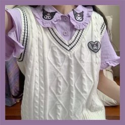 Kawaii Kuromi Sweet V-neck Knitted Vest