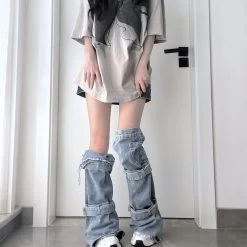 Fashion American Hot Girl Washed Denim Socks -Kawaii Fashion Shop O1CN01wO6P5y25fmeYRNYEs 4098777554