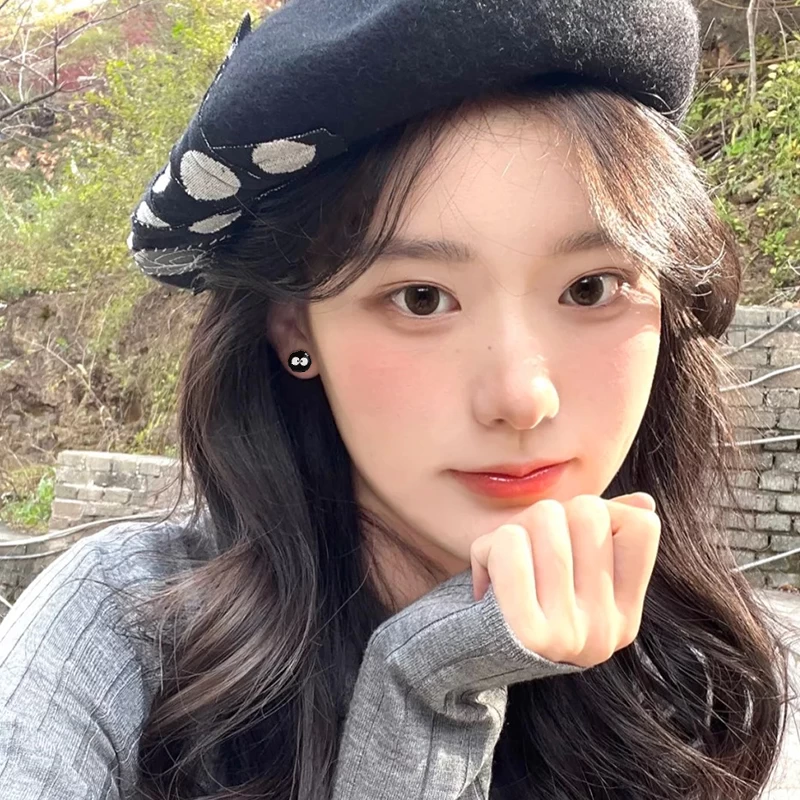 Cute Black Briquette Earrings 4 Cute Black Briquette Earrings - Image 2