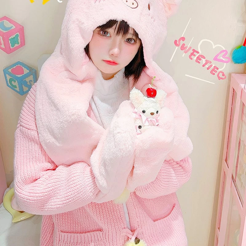 Kawaii Cute Pink Piggy Plush Hat 7 Kawaii Cute Pink Piggy Plush Hat - Image 5