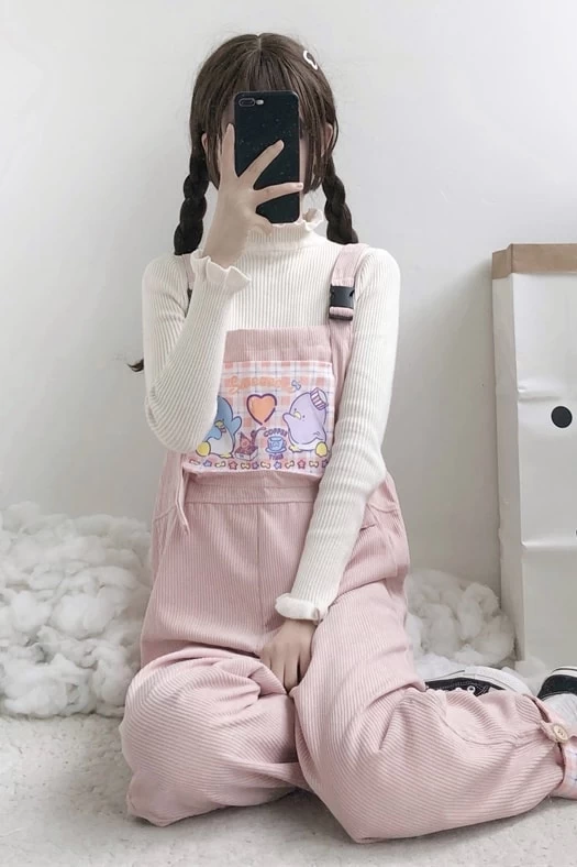 Kawaii Japanese Soft Girl Corduroy Overalls 8 Kawaii Japanese Soft Girl Corduroy Overalls - Image 6