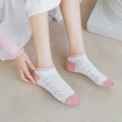 Pink White Short Socks -Kawaii Fashion Shop O1CN01y8YdVU25S2fPkj76y 924827524