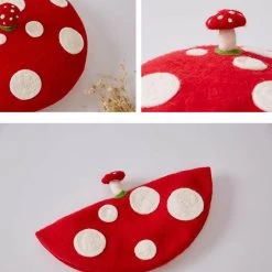 Cute Mushroom Wool Beret 13 Cute Mushroom Wool Beret -Kawaii Fashion Shop Original Cute mushroom handmade wool felt Berets creative painter hat birthday gift hat 5
