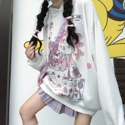 Harajuku Kawaii Anime Printed Oversized Hoodie -Kawaii Fashion Shop Oversized Hoodie Women Gothic Harajuku Kawaii Anime Printed Hoodies Jacket Women Spring Autumn sweetshirts E Girl 3