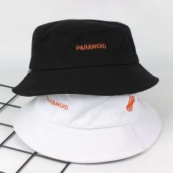 Paranoid Bucket Hat 10 Paranoid Bucket Hat -Kawaii Fashion Shop PARANOID Letter Embroidery Fisherman Hat Fashion Hip hop Men s Bucket Hat Couple Sun Protection Hat 1
