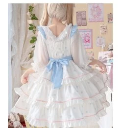Kawaii Drippy Polkadot Lolita Jsk Dress -Kawaii Fashion Shop Peach Mousse Sweet Tiered Lolita JSK Dress by Yomi 5