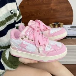Pink Star Platform Sneakers -Kawaii Fashion Shop Pink Star Platform Sneakers 6