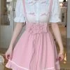 Kawaii Pink Sweet Mini Dresses -Kawaii Fashion Shop Pink Sweet Kawaii Mini Dresses Women Japanese College Style Cute Tank Dress Female Bandage Casual Korean