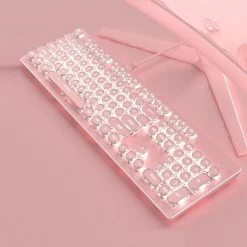 Pink Wireless Gaming Keyboard 104 Keycaps