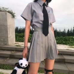 Kawaii Pleated Tennis Mini Skirt -Kawaii Fashion Shop Pleated Skirts Women High Waist Solid Streetwear Korean Preppy Style Trendy Daily Women s Skirts Big 2