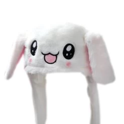 Plush Moving Rabbit Ears Hat -Kawaii Fashion Shop Plush Moving Rabbit Ears Hat Funny Hand Pinching Airbag Magnet Soft Hat Controllable Long Ears Cute 2