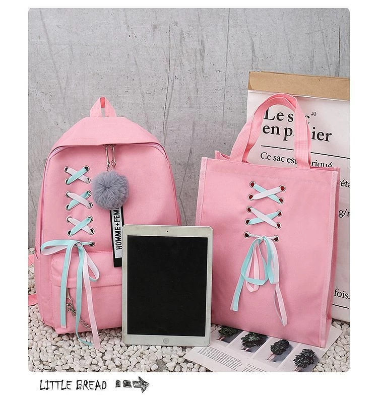 Cute Ribbon Backpack Set 6 Cute Ribbon Backpack Set - Image 4